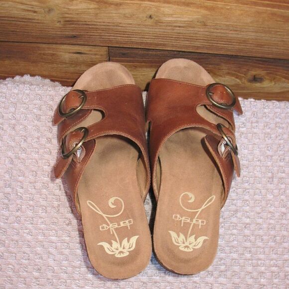 Dansko Womens 7 Fern Leather Platform Wedge Buckle Sandals Shoes - Picture 4 of 9